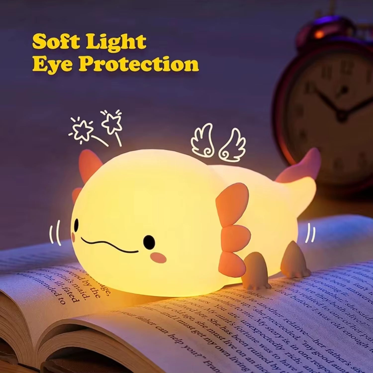 Cute Axolotl Night Light Silicone Nursery Sleeping Lamp Control Nightlights USB Rechargeable Table Lamp Baby Child Capybara