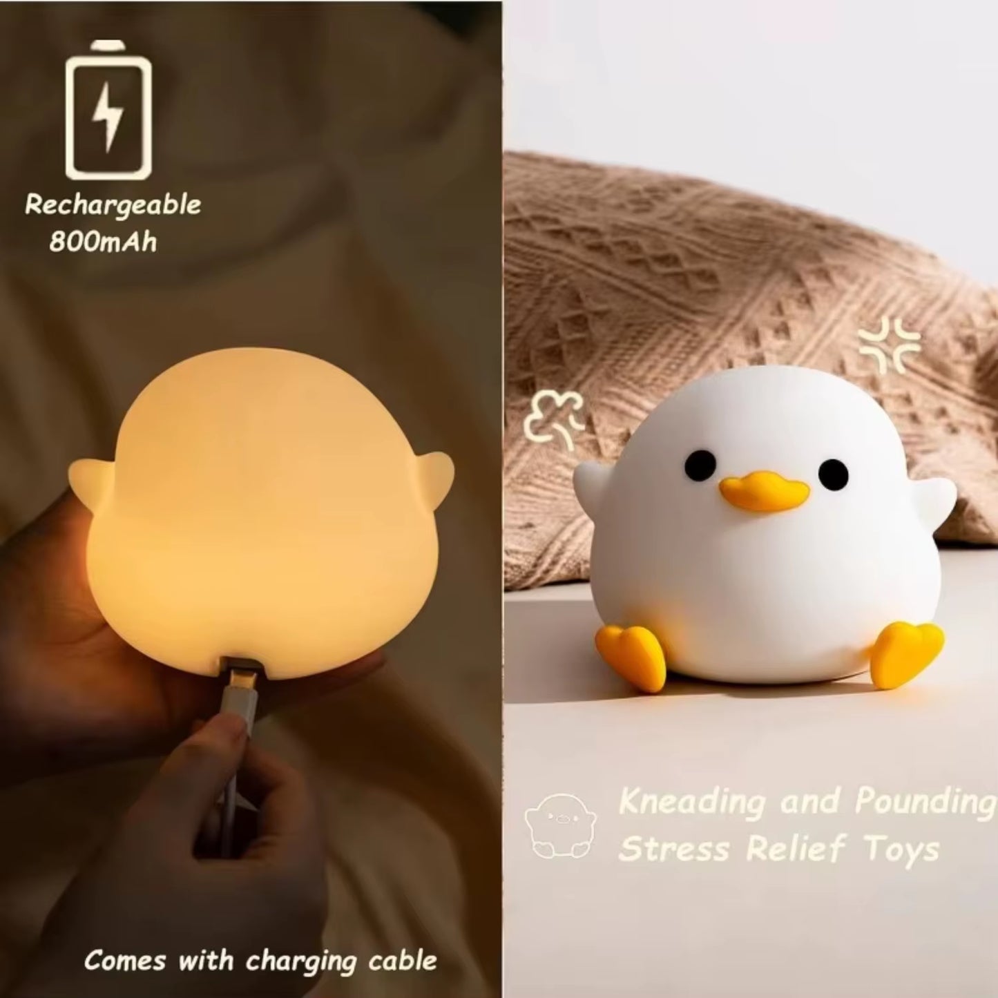 Dodo Duck Night Light Cute Duck Silicone Dimmable Nursery Nightlight Rechargeable Bedside Lamp Baby Bedrooms Living Room Space