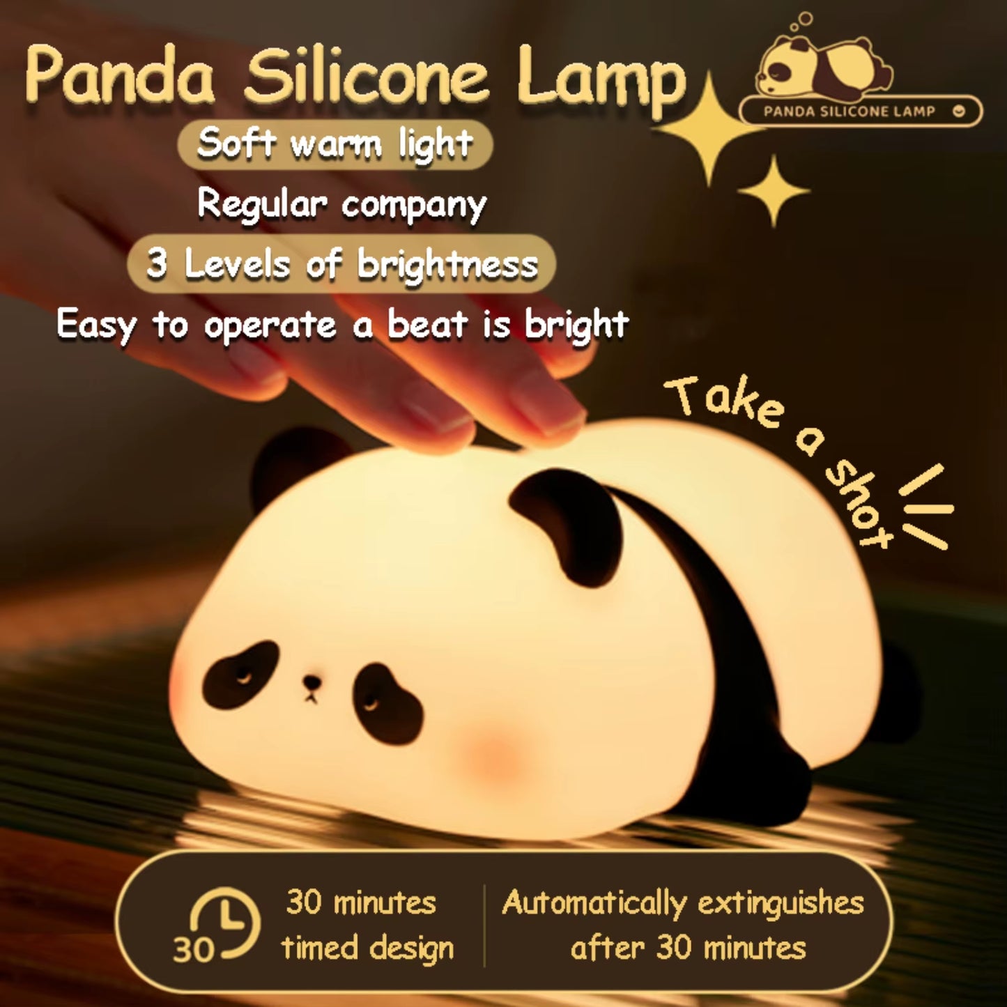 Mini Panda Silicone Night Light Rechargeable Timer Lamp for Bedroom Decor | Creative Cartoon Bedside Light | Perfect Gift