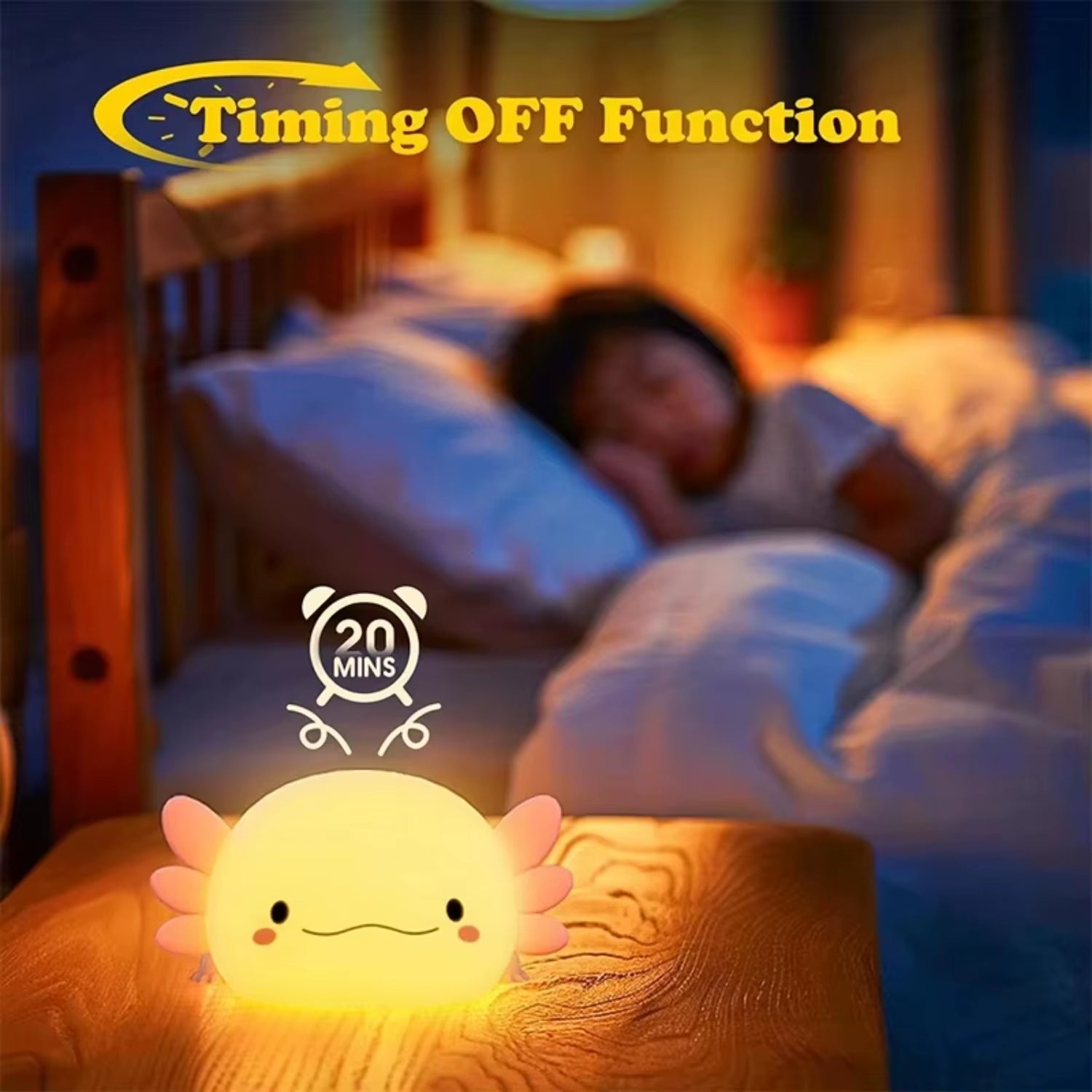 Cute Axolotl Night Light Silicone Nursery Sleeping Lamp Control Nightlights USB Rechargeable Table Lamp Baby Child Capybara