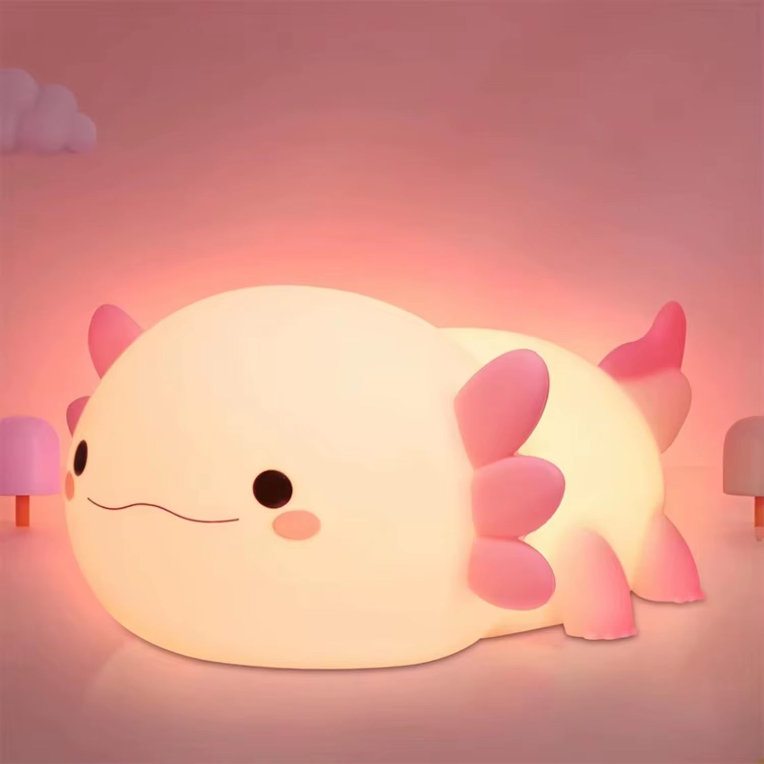 Cute Axolotl Night Light Silicone Nursery Sleeping Lamp Control Nightlights USB Rechargeable Table Lamp Baby Child Capybara