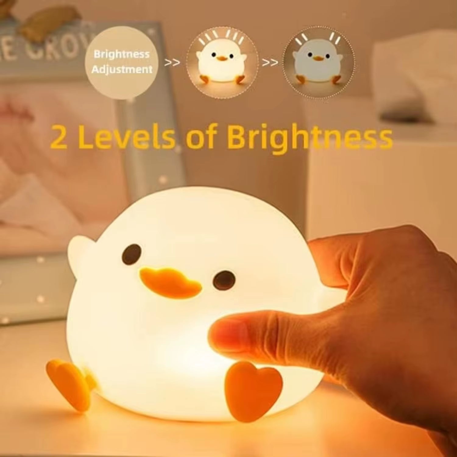 Dodo Duck Night Light Cute Duck Silicone Dimmable Nursery Nightlight Rechargeable Bedside Lamp Baby Bedrooms Living Room Space